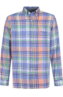 Хлопковая рубашка в клетку с воротником button down Polo Ralph Lauren