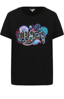 Хлопковая футболка прямого кроя с логотипом бренда Kenzo