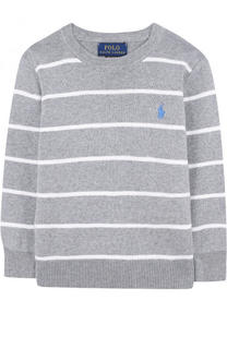 Хлопковый пуловер с контрастным вырезом Polo Ralph Lauren