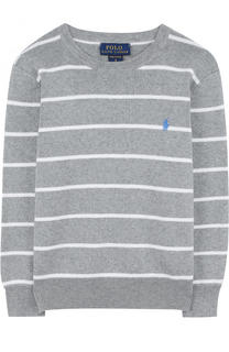 Хлопковый пуловер в полоску с контрастной отделкой Polo Ralph Lauren