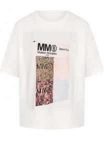 Хлопковая футболка свободного кроя с принтом Mm6