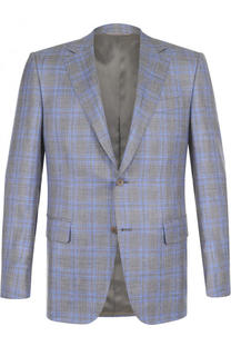 Однобортный пиджак из смеси шерсти и льна с шелком Canali