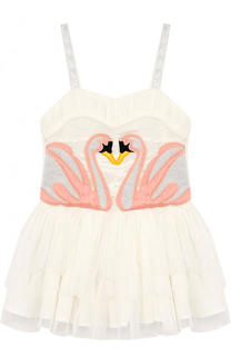 Хлопковое многослойное мини-платье с крыльями Stella McCartney