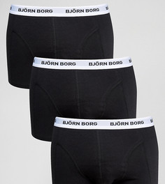 Набор из 3 черных боксеров-брифов с контрастным поясом Bjorn Borg - Черный