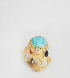 Броское кольцо с полудрагоценным камнем Ottoman Hands - Золотой