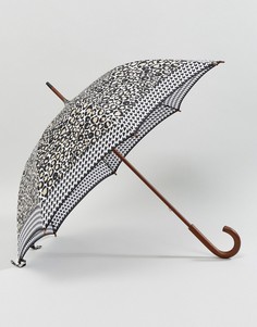 Зонт с леопардовым принтом по краям Fulton Kensington 2 - Черный