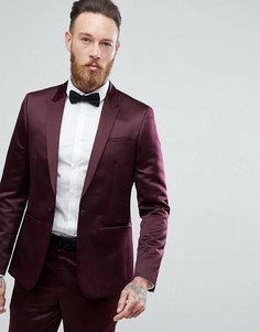 Бордовый облегающий пиджак-смокинг ASOS - Красный