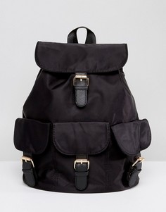 Рюкзак в стиле casual с пряжками 7X - Черный