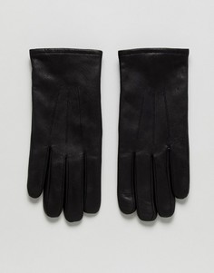 Черные кожаные перчатки Selected Homme - Черный
