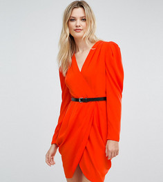 Платье с запахом, глубоким вырезом и поясом ASOS TALL - Оранжевый