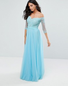 Платье макси с рукавами 3/4 и открытыми плечами Forever Unique - Синий