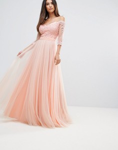 Платье макси с рукавами 3/4 и открытыми плечами Forever Unique - Розовый