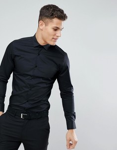 Узкая эластичная рубашка в строгом стиле Moss London - Черный