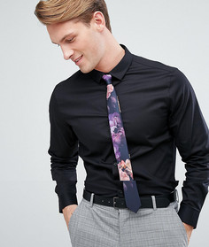 Черная облегающая рубашка и галстук с цветочным принтом ASOS - СКИДКА - Черный