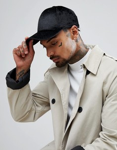 Черная бейсболка из искусственной кожи ASOS - Черный