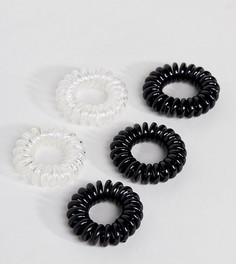 Набор из 5 небольших черных и прозрачных резинок-спиралей для волос ASOS - Мульти