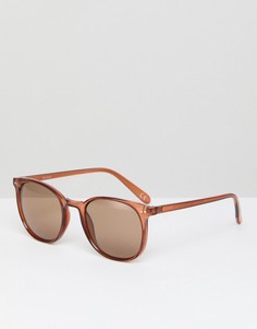 Прозрачно-коричневые квадратные солнцезащитные очки с коричневыми стеклами ASOS - Коричневый