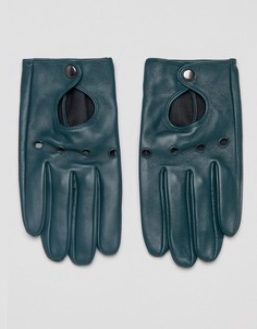 Зеленые кожаные перчатки ASOS - Зеленый