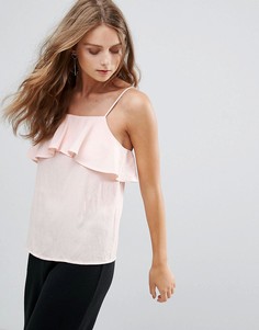 Топ на бретельках с оборкой Minimum - Розовый