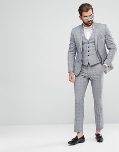 Темно-серые облегающие брюки в клетку Rudie - Серый