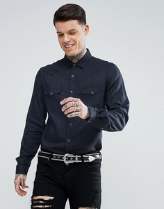 Рубашка классического кроя с леопардовым принтом и заклепками ASOS - Черный