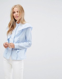 Рубашка в полоску c оборкой Vero Moda - Синий