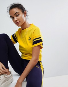 Футболка горчичного цвета с окантовкой Puma - Желтый