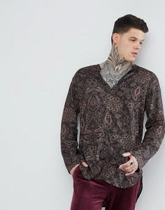 Рубашка классического кроя с V-образным вырезом и принтом пейсли ASOS - Черный