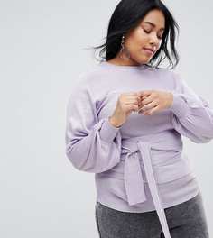 Джемпер с пышными рукавами и поясом Lost Ink Plus - Фиолетовый