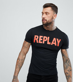 Черная футболка с контрастным логотипом Replay - Черный