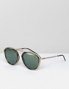 Золотистые круглые солнцезащитные очки со стеклами 54 мм Emporio Armani 0EA2056 - Золотой