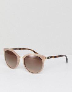 Круглые солнцезащитные очки телесного цвета 55 мм Emporio Armani 0EA2055 - Коричневый