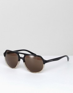 Черные солнцезащитные очки-авиаторы со стеклами 57 мм Emporio Armani 0EA4111 - Черный