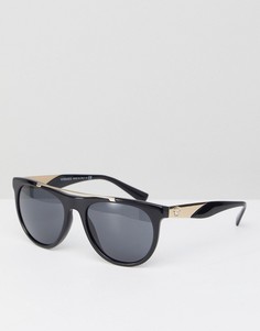 Круглые солнцезащитные очки с планкой Versace 0VE4347 56 мм - Черный