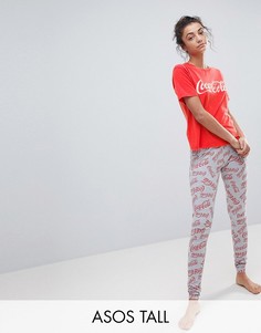 Выбеленная пижама из футболки и леггинсов с надписью Coca Cola ASOS TALL - Красный