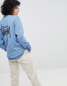 Лонгслив с логотипом на спине Stussy - Синий