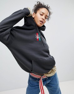Oversize-худи с логотипом Stussy - Черный