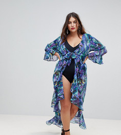 Пляжное кимоно с принтом ASOS CURVE - Мульти