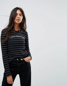 Лонгслив с логотипом и полосками Calvin Klein Jeans - Черный