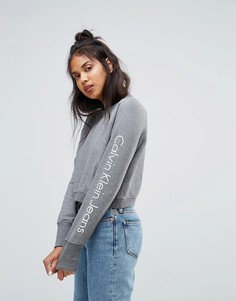 Укороченный спортивный топ с логотипом Calvin Klein Jeans - Серый
