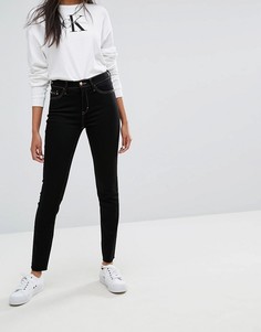Джинсы скинни с завышенной талией и необработанными краями Calvin Klein Jeans - Черный