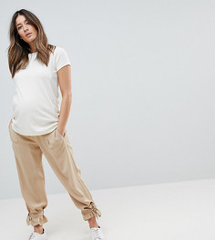 Брюки с краями на завязках и посадкой под животом ASOS MATERNITY - Коричневый