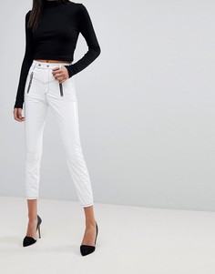 Белые джинсы скинни с завышенной талией и контрастными строчками ASOS RIDLEY - Белый