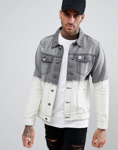 Джинсовая куртка с эффектом деграде и прорехами Ascend - Синий