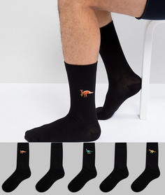 Набор из 5 пар носков с динозаврами ASOS - Черный