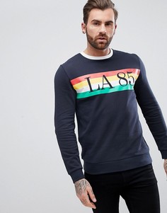 Свитшот с принтом на груди ASOS - Темно-синий