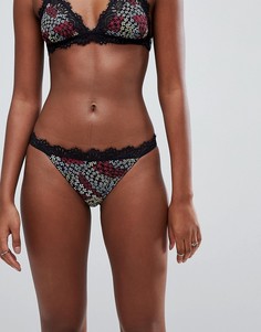 Бразильские трусы с цветочным принтом и кружевом ASOS Flora - Мульти