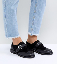 Кожаные туфли на плоской подошве для широкой стопы ASOS VIBES - Черный