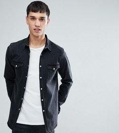 Серая джинсовая рубашка скинни ASOS TALL - Серый