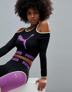 Короткий черный лонгслив с вырезами Puma эксклюзивно для ASOS - Черный